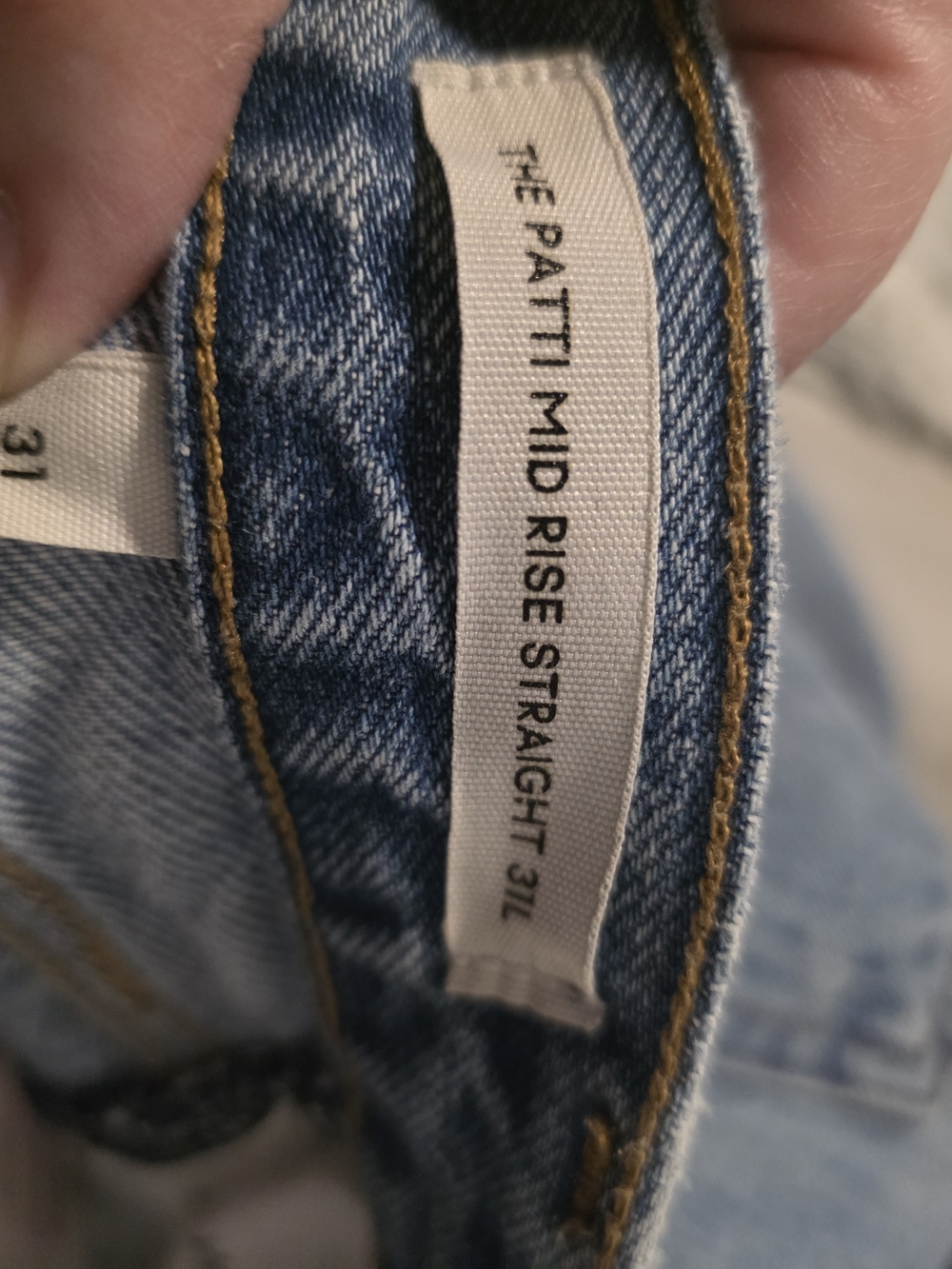 Denim Forum The Patti Mid Rise Straight Jeans 31 Light Wash Distressed Hem - Picture 10 of 10